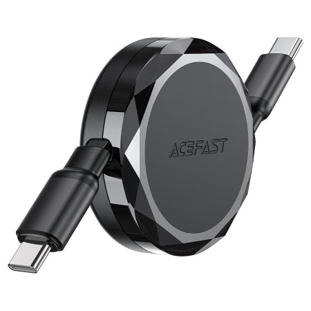 Charging Data Cable Acefast C3-03 USB-C to USB-C Retractable 3A 60W 0,8m Black