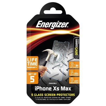 Tempered Glass Energizer Hard Case Professional 9H Anti Fingerprint for Apple iPhone Xs Max 5 Pcs