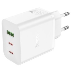 Travel Charger Hoco N51 Scenery 65W with 2 x USB-C and 1 χ USB-A  White
