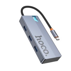 USB Hub Hoco HB50 Wow 5-in-1 USB-C to HDTV+PD+ 3 χ USB3.0  Grey 18cm