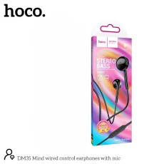 Hands Free Hoco DM35 Mind Earphones Stereo 3.5mm with Microphone and Operation Control Button Black