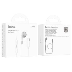 Hands Free Hoco DM53 Unilateral Earphones Stereo USB-C  with Microphone and Operation Control Button White