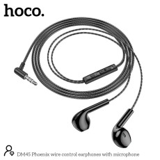 Hands Free Hoco DM45 Phoenix Earphones Stereo 3.5mm with Microphone and Operation Control Button Black