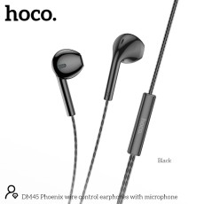 Hands Free Hoco DM45 Phoenix Earphones Stereo 3.5mm with Microphone and Operation Control Button Black