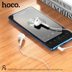 Hands Free Hoco DM45 Phoenix Earphones Stereo 3.5mm with Microphone and Operation Control Button White