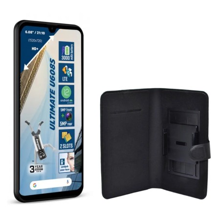 Energizer Energy U608S 2GB/32GB Dual Sim 4G 6.08" and Free Flip Book Case Black