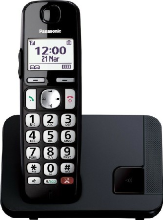 Panasonic KX-TGE250SPB Cordless Phone with Call Reject Button and Speaker Phone Black EU