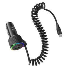 Car Charger Hoco NZ17A Avant-garde Triple Ports 1xUSB-A and 2xUSB-C 50W PD+QC with Type-C Cable Black