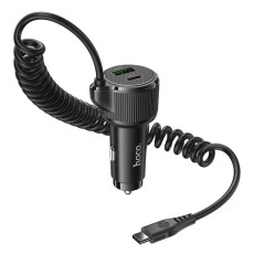 Car Charger Hoco NZ17A Avant-garde Triple Ports 1xUSB-A and 2xUSB-C 50W PD+QC with Type-C Cable Black