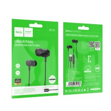 Hands Free Hoco M122 Power Earphones Stereo 3.5mm with Microphone and Operation Control Button 1.2m Black