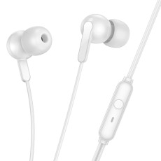 Hands Free Hoco M124 Wide Earphones Stereo 3.5mm with Microphone and Operation Control Button 1.2m White