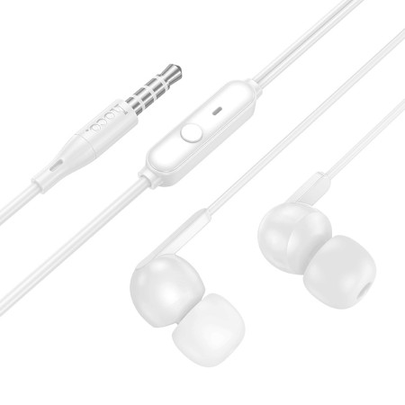 Hands Free Hoco M124 Wide Earphones Stereo 3.5mm with Microphone and Operation Control Button 1.2m White