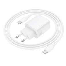 Travel Charger Borofone BN26 Fuente USB-C 20W + Charging Cable USB-C to USB-C White