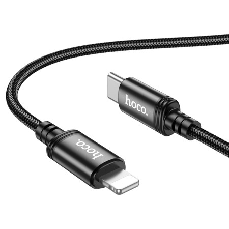 Data Cable Hoco X89 Wind USB-A  to Lightning 2.4A Braided 1m Black