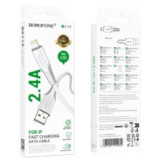 Data Cable Borofone BX119 New USB to Lightning 2.4A 1m White