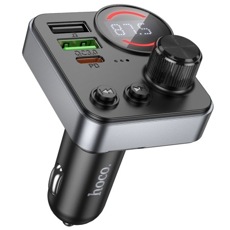 Bluetooth FM Transmitter Hoco E86 Alegria 48W with 2xUSB-A and 1xUSB-C Port BT 5.4 Supports TF Cards