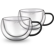 Set of 2 Cappuccino Glasses VASO Lamart LT9114 Double-Walled Glass 270ml Black