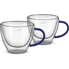 Set of 2 Cappuccino Glasses VASO Lamart LT9116 Double-Walled Glass 190ml Blue