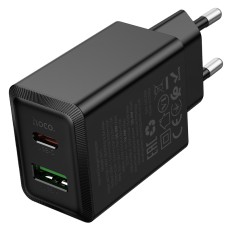 Travel Charger Hoco N71 Nuevo Dual Port GaN PD30W QC3.0A 1xUSB-C and 1xUSB-A Black