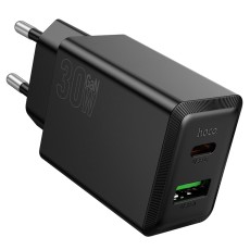 Travel Charger Hoco N71 Nuevo Dual Port GaN PD30W QC3.0A 1xUSB-C and 1xUSB-A Black