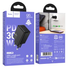 Travel Charger Hoco N70 Nuevo Single Port GaN PD30W USB-C 5V 3.0A Black