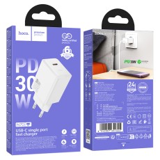 Travel Charger Hoco N70 Nuevo Single Port GaN PD30W USB-C 5V 3.0A White