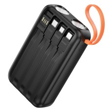 Power Bank Hoco J151 Spirit 10000mAh with 4 Output Cables, Flashlight and LED Display Black