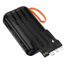 Power Bank Hoco J151 Spirit 10000mAh with 4 Output Cables, Flashlight and LED Display Black