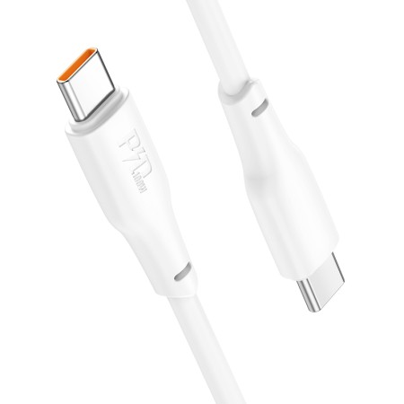 Data Cable Hoco X93 Force USB-C to USB-C PD100W 3A Fast Charging White 1m