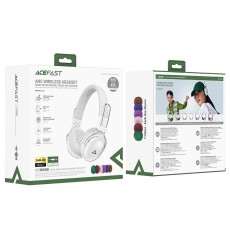 Wireless Foldable Headphones Stereo Acefast H7 500mAh v5.4 ANC IP54 Pearl White