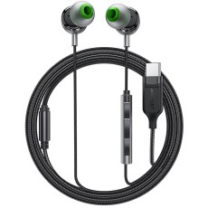 Hands Free Acefast L5 Earphones Stereo USB-C Braided Black 1.2m with HD Mic and Operation Buttons Compatible with All USB-C Devices