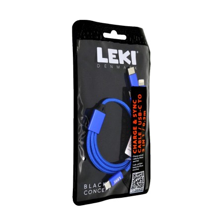 Data and Charging Cable Leki Black Concept USB-C  to Multiport USB-C/Lightning/MicroUsb 0.3m Braided Blue