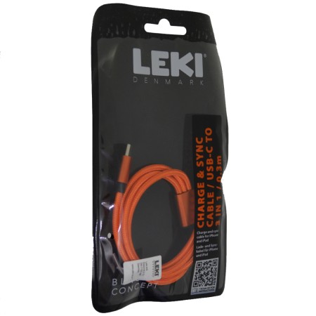 Data and Charging Cable Leki Black Concept USB-C  to Multiport USB-C/Lightning/MicroUsb 0.3m Braided Orange