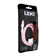 Data and Charging Cable Leki Black Concept USB-A to Lightning 1m Braided Pink