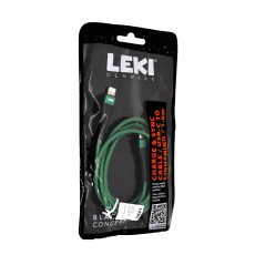 Data and Charging Cable Leki Black Concept USB-C to Lightning 1m Braided Green