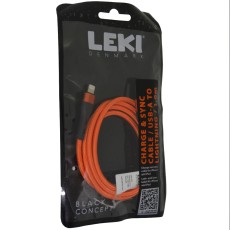 Data and Charging Cable Leki Black Concept USB-A to Lightning 1m Braided Orange