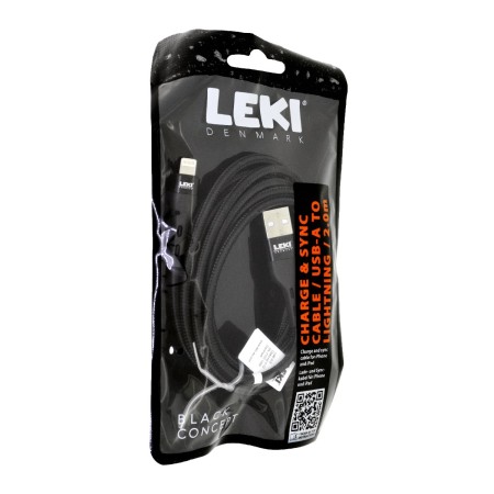 Data and Charging Cable Leki Black Concept USB-A to Lightning 2m Braided Black
