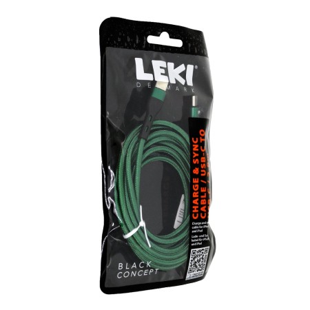 Data and Charging Cable Leki Black Concept USB-C  to USB-C 2m Braided Green