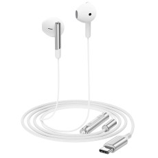 Hands Free Acefast L3 Earphones Stereo USB-C Braided with Microphone White 1.2m. Compatible with All USB-C Devices