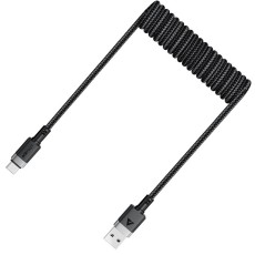Data Cable Acefast C14-04 USB-A  to USB-C 3A Fast Charge USB2.0 Spring Braided Black 1.2m