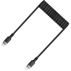 Data Cable Acefast C14-03 USB-C to USB-C PD60W 3A Fast Charge USB2.0 Spring Braided Black 1.2m