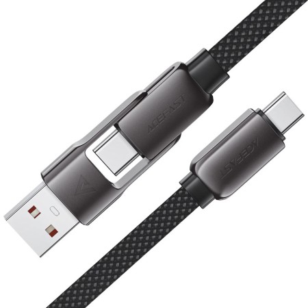 Data Cable Acefast C13-05 USB-C / USB-A  to USB-C PD60W 3A Fast Charge USB2.0 Braided Black 0.2m