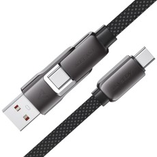 Data Cable Acefast C13-05 USB-C / USB-A  to USB-C PD60W 3A Fast Charge USB2.0 Braided Black 0.2m