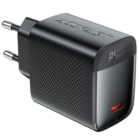 Travel Charger Acefast A112 Fast Charging USB-C PD45W QC3.0 GaN Black