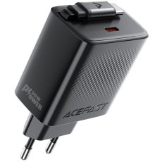 Travel Charger Acefast A110 Fast Charging USB-C PD30W QC3.0 GaN and Retractable USB-C Cable 0.64m Black