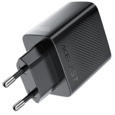 Travel Charger Acefast A110 Fast Charging USB-C PD30W QC3.0 GaN and Retractable USB-C Cable 0.64m Black