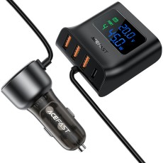 Car Charger Acefast B11 Hub 138W with 4xUSB-A and 2xUSB-C Hub Cable 1.10m with LED Display Black