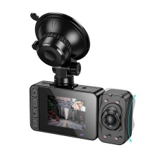 Windshield Cam Hoco DI62 Warrior 720p HD 150mAh Wifi Ultra Wide Angle Lens 145° 2" Display with 3 Cameras Simultaneous Recording