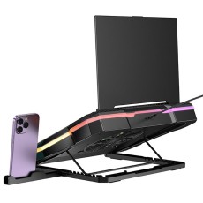 Laptop Cooler Hoco DH20 RGB Black with 2200Rpm Fan and Phone Stand for Laptop up to 19"