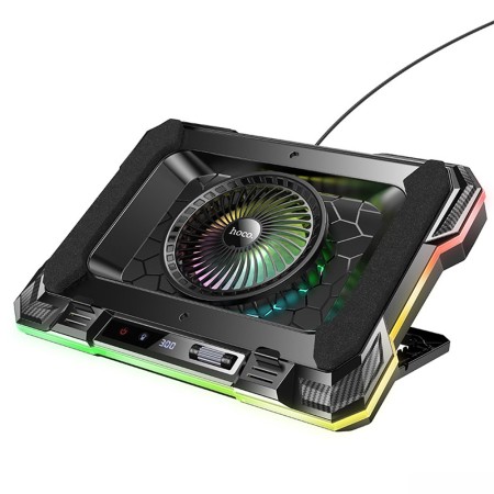Laptop Cooler Hoco DH20 RGB Black with 2200Rpm Fan and Phone Stand for Laptop up to 19"